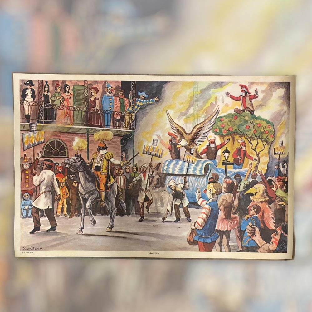 1970 Scott Blazek MARDI GRAS Nola Placemat